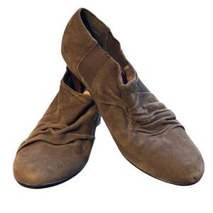 ABEO Brown Suede Leather Slouchy Scrunch Heel Booties Size 8n
